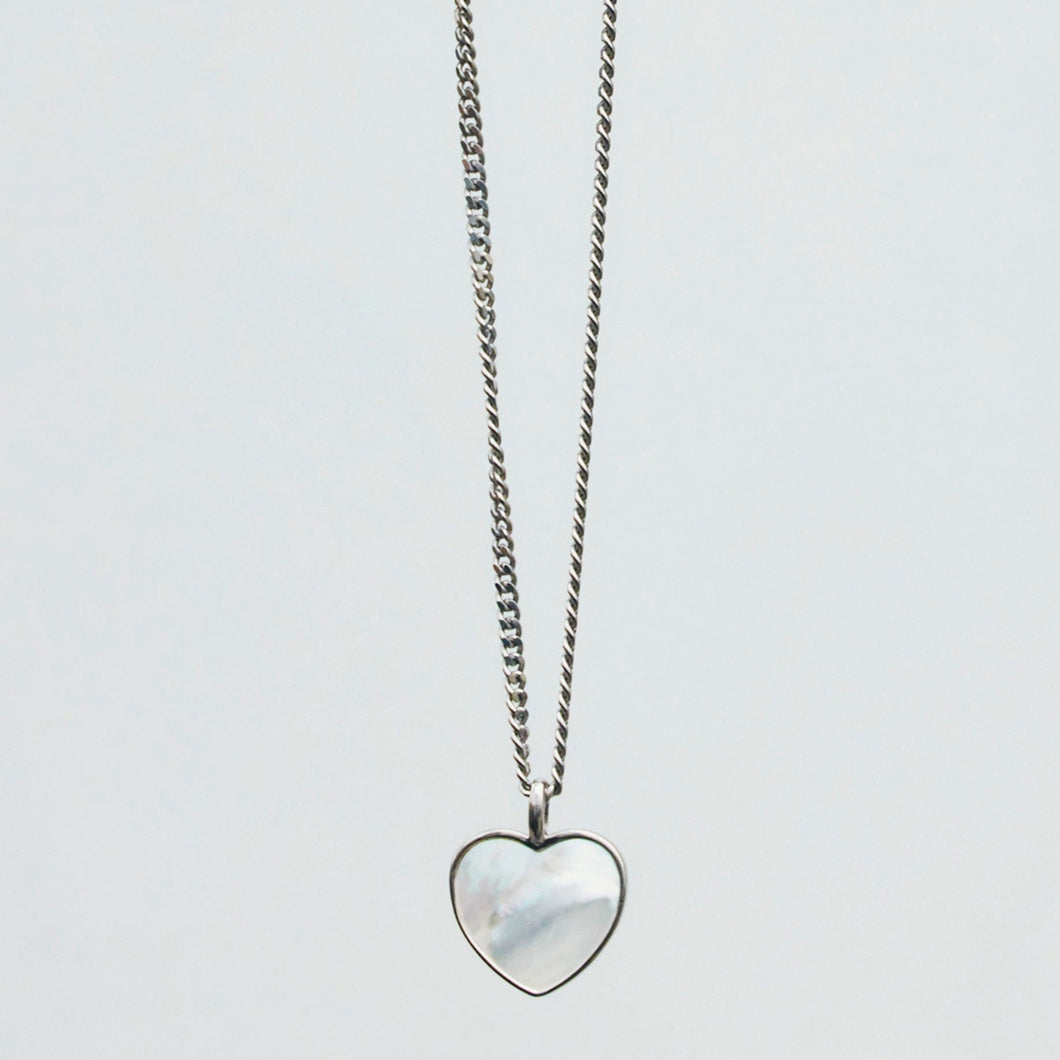 Mother of Pearl Heart Pendant Necklace Sterling Silver - Karina Constantine jewellery