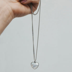 Mother of Pearl Heart Pendant Necklace Sterling Silver - Karina Constantine jewellery