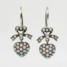 Load image into Gallery viewer, Opal Bow and Heart Earrings Sterling Silver - Karina Constantine jewellery
