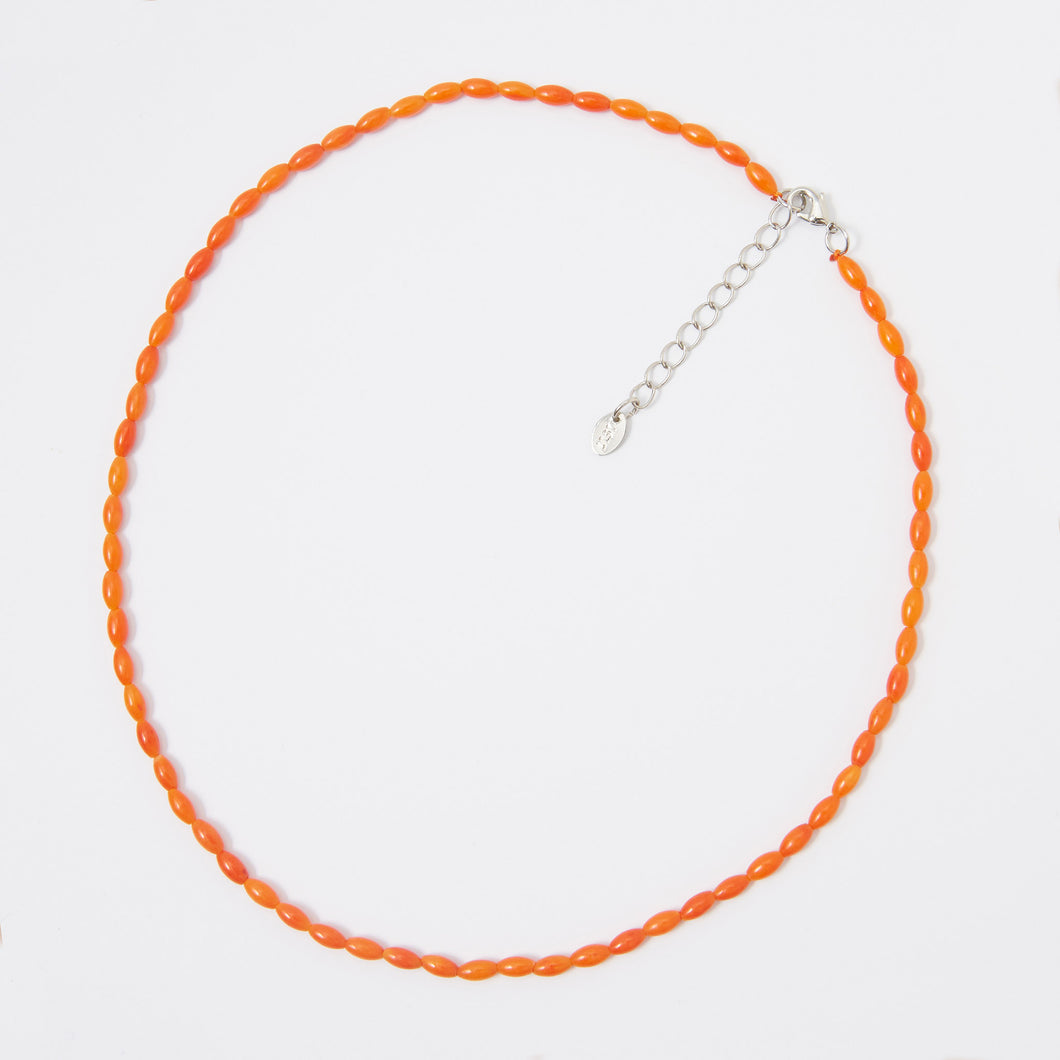 Orange Coral Beaded Gemstone Choker - Karina Constantine jewellery
