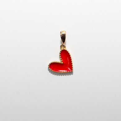 Red Enamel Heart Charm Pendant 18-Karat Yellow Gold - Karina Constantine jewellery