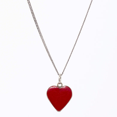 Red Enamel Heart Pendant Necklace Sterling Silver - Karina Constantine jewellery