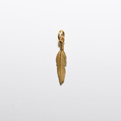 Small Feather Pendant Charm 18-Karat Yellow Gold - Karina Constantine jewellery