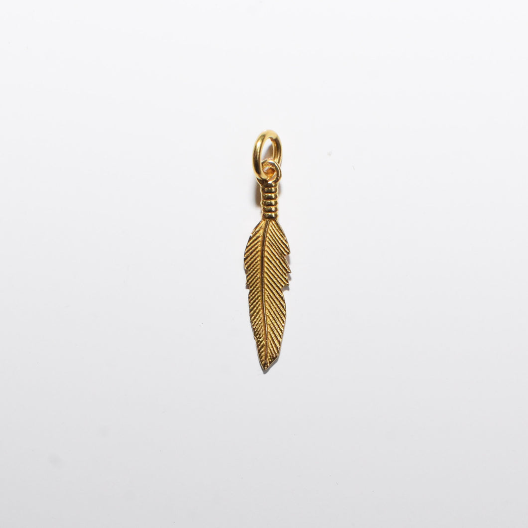 Small Feather Pendant Charm 18-Karat Yellow Gold - Karina Constantine jewellery