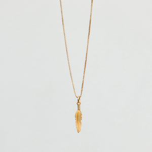 Small Feather Pendant Charm 18-Karat Yellow Gold - Karina Constantine jewellery