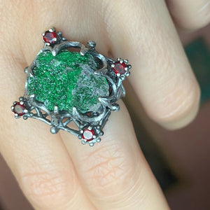 Uvarovite Garnet Statement Ring Sterling Silver - Karina Constantine jewellery