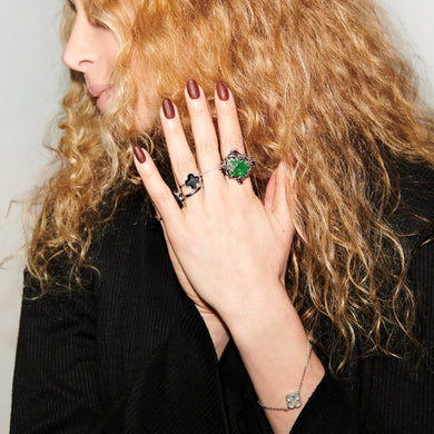 Uvarovite Garnet Statement Ring Sterling Silver - Karina Constantine jewellery